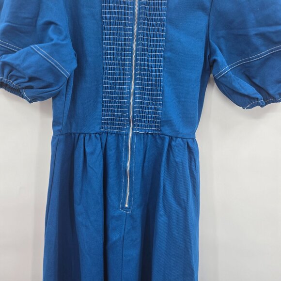 Moon River Blue Heavy Denim Corset Style Puff Sleeve Renaissance Maxi Dress M - Picture 8 of 13